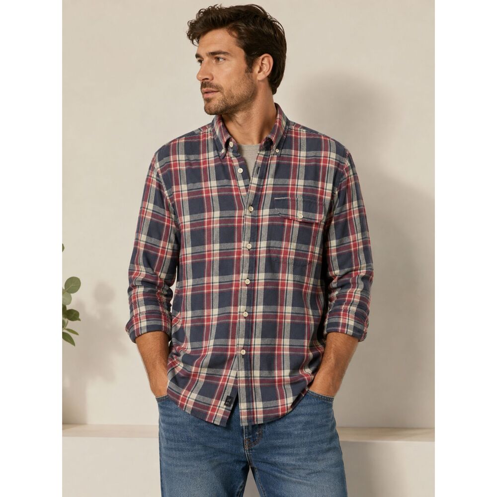 johnnie-O Men's Plaid Hangin' Out Long Sleeve Button-Down Flannel Shirt M